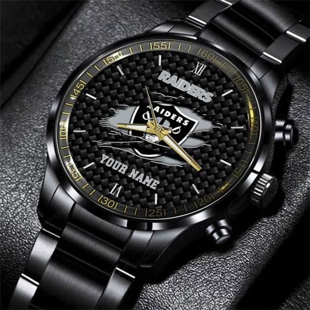 Las Vegas Raiders NFL Personalized Sport Black Fashion Watch For Fan