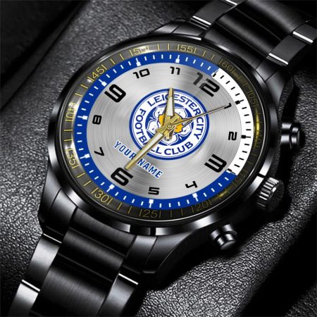Leicester City EFL Personalized Black Stainless Steel Hand Watch For Fan