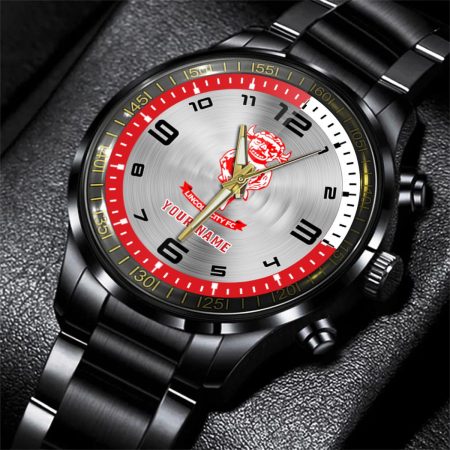 Lincoln City EFL Personalized Black Stainless Steel Hand Watch For Fan