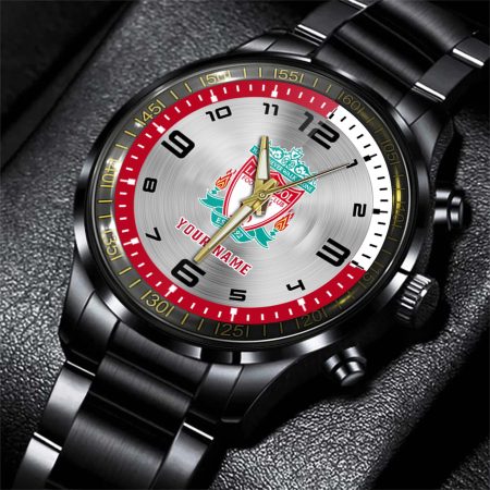 Liverpool EPL Personalized Black Stainless Steel Hand Watch For Fan