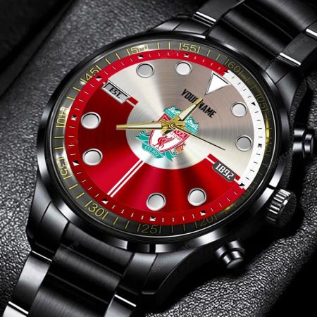 Liverpool EPL Personalized Black Stainless Steel Watch Gift For Fans