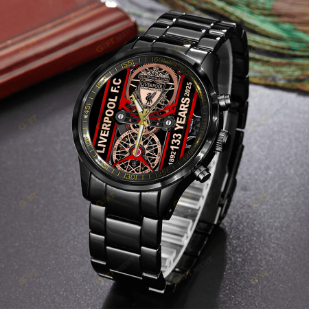 Liverpool F.C Premier League Black Stainless Steel Watch Gift For Fan