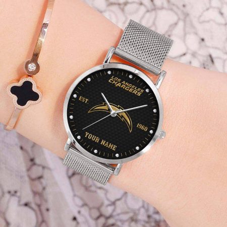 Los Angeles Chargers NFL Black Fashion Watch Custom Your Name