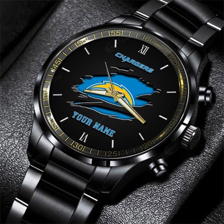 Los Angeles Chargers NFL Personalized Black Fashion Watch For Football Lovers For Fan