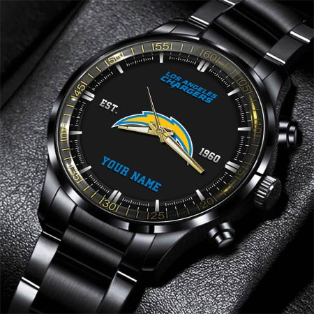 Los Angeles Chargers NFL Personalized Black Fashion Watch Gifts For Fans