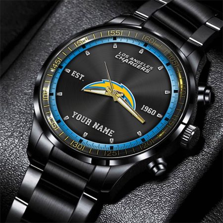 Los Angeles Chargers NFL Personalized Black Fashion Watch Gifts For Fans