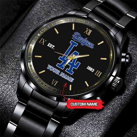 Los Angeles Dodgers MLB Black Fashion Watch Custom Your Name For Fan