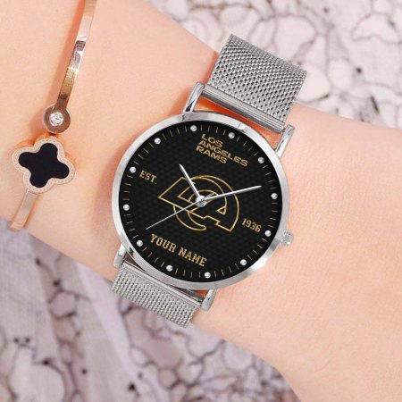 Los Angeles Rams NFL Black Fashion Watch Custom Your Name
