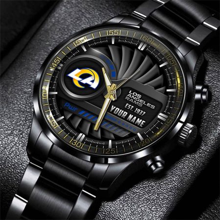Los Angeles Rams NFL Black Fashion Watch Custom Your Name