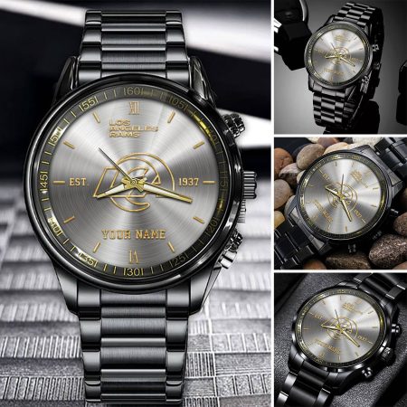Los Angeles Rams NFL Black Fashion Watch Custom Your Name