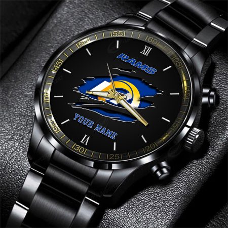 Los Angeles Rams NFL Personalized Black Fashion Watch For Football Lovers For Fan