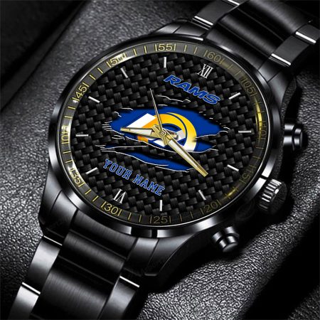 Los Angeles Rams NFL Personalized Sport Black Fashion Watch For Fan