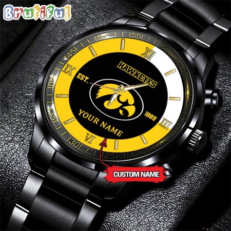 Lowa Hawkeyes NCAA Personalized Black Hand Watch For Fans