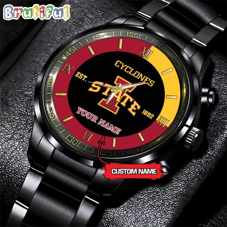 Lowa State Cyclones NCAA Personalized Black Hand Watch For Fans