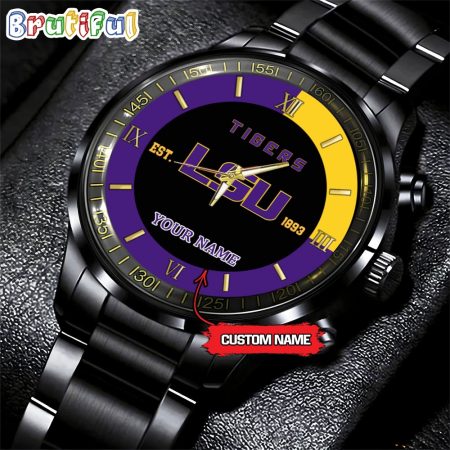 LSU Tigers NCAA Personalized Black Hand Watch For Fans