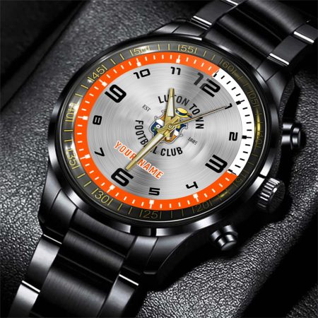 Luton Town EPL Personalized Black Stainless Steel Hand Watch For Fan