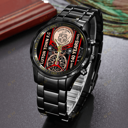 Luton Town F.C Premier League Black Stainless Steel Watch Gift For Fan