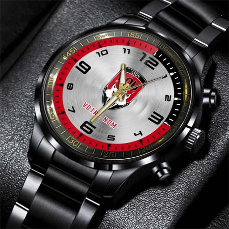 Lyon OU Top 14 Personalized Black Stainless Steel Hand Watch For Fan