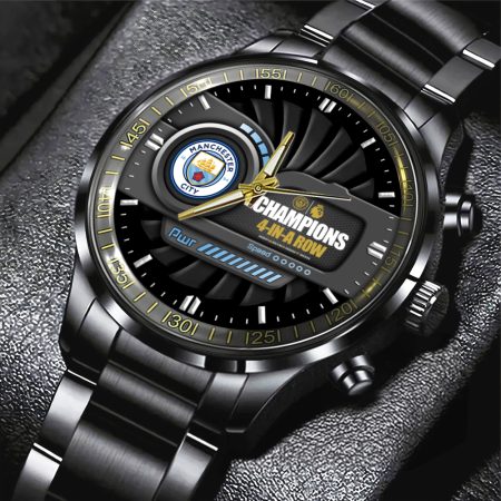 Manchester City EPL Black Stainless Steel Watch Gift For Fan