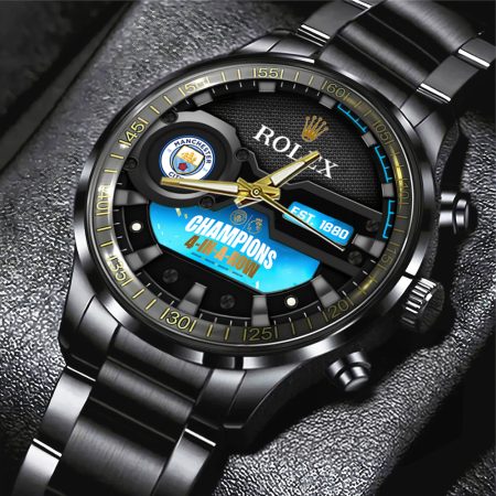 Manchester City EPL x Rolex Black Stainless Steel Watch Gift For Fan