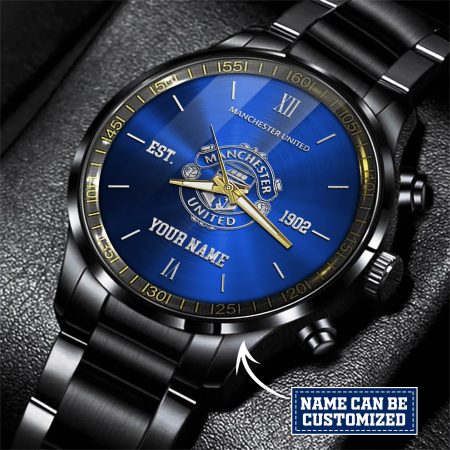 Manchester United EPL Personalized Black Hand Watch Gift For Fans