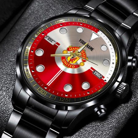 Manchester United EPL Personalized Black Stainless Steel Watch Gift For Fans