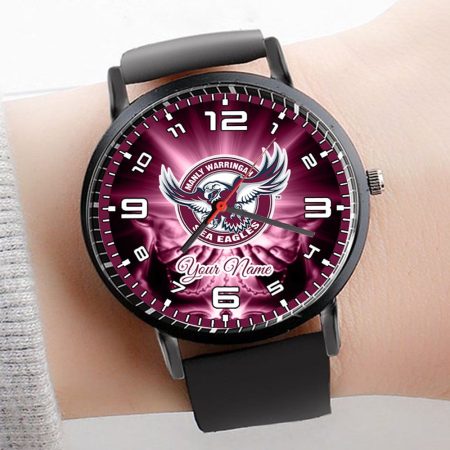 Manly Warringah Sea Eagles NRL 3D Men Leather Hand Watch Personalized Gift For Fans For Father For Fan