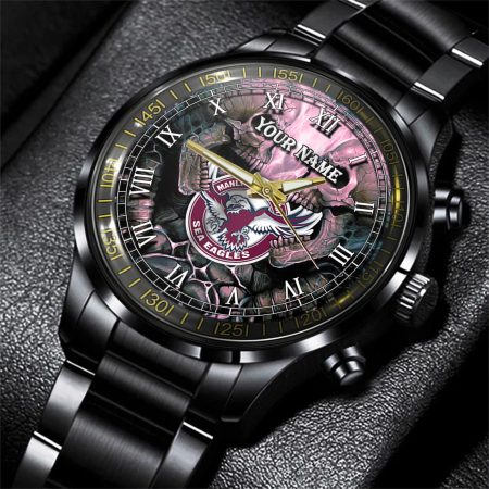 Manly Warringah Sea Eagles NRL Personalized 3D Men Skull Hand Watch Gift For Fans