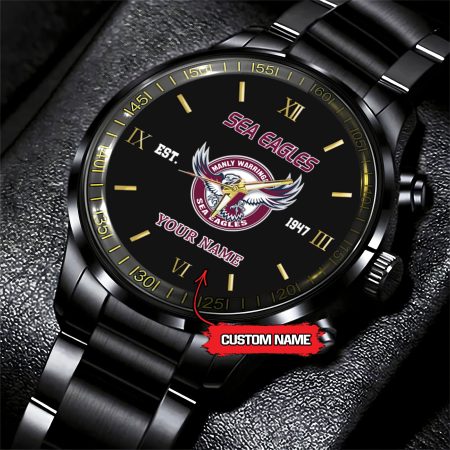 Manly Warringah Sea Eagles NRL Personalized Black Fashion Hand Watch