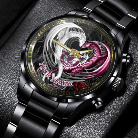 Manly Warringah Sea Eagles NRL Personalized Black Hand Watch Gift For Fans
