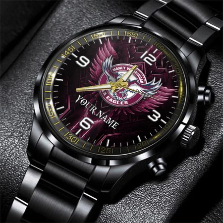 Manly Warringah Sea Eagles NRL Personalized Black Hand Watch Gift For Fans