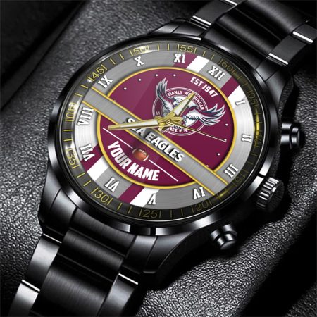 Manly Warringah Sea Eagles NRL Personalized Black Hand Watch Gift For Fans