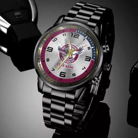 Manly Warringah Sea Eagles NRL Personalized Black Hand Watch Gifts For Fans