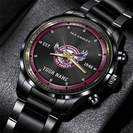 Manly Warringah Sea Eagles NRL Personalized Sport Black Fashion Watch Gifts For Fans