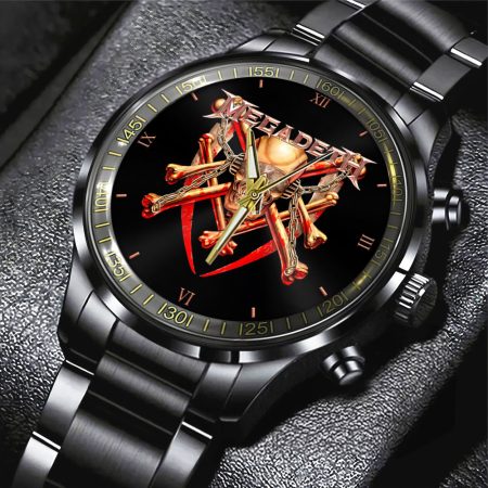 Megadeth Band Music Black Stainless Steel Watch Gift For Fan