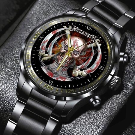 Megadeth Band Music Black Stainless Steel Watch Gift For Fan