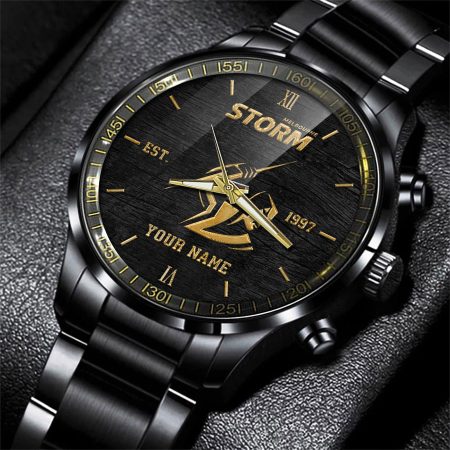 Melbourne Storm NRL Black Fashion Watch Custom Your Name