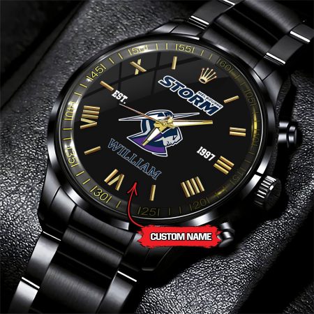Melbourne Storm NRL Custom Name Black Fashion Watch