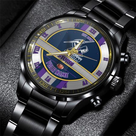 Melbourne Storm NRL Personalized Black Hand Watch Gift For Fans