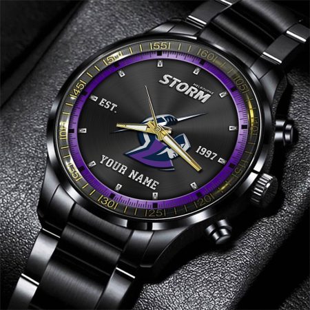 Melbourne Storm NRL Personalized Sport Black Fashion Watch Gifts For Fans