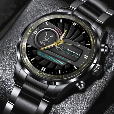 Mercedes-AMG Petronas F1 x Lewis Hamilton Black Stainless Steel Watch Gift For Fan