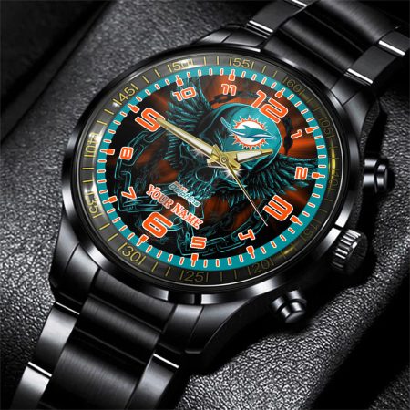 Miami Dolphins NFL Personalized 3D Men Hand Watch Gift For Fans For Father