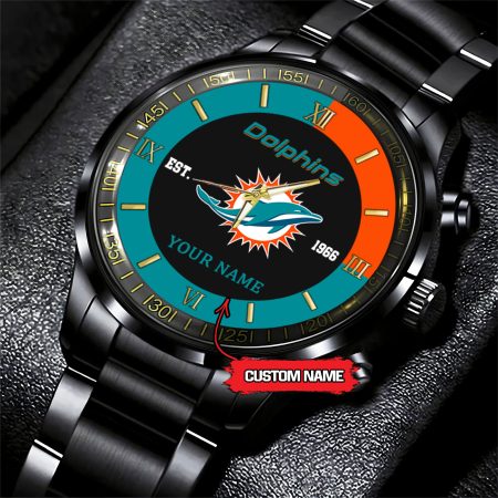 Miami Dolphins NFL Personalized Black Fashion Watch