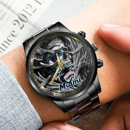 Miami Marlins MLB Personalized Fashion 3D Men Hand Watch Gift For Fans For Father