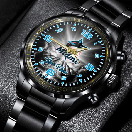 Miami Marlins MLB Personalized Fashion 3D Men Hand Watch Gift For Fans For Father