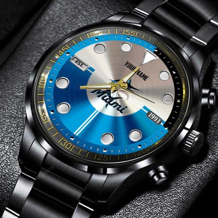 Miami Marlins MLB Personalized New Black Hand Watch Gift For Fans