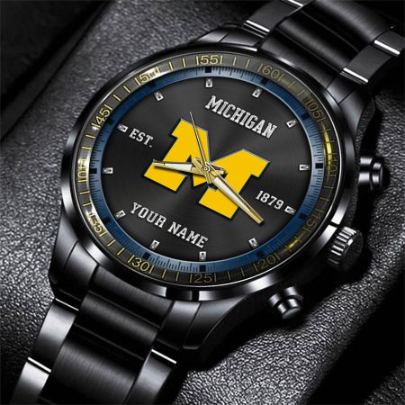 Michigan Wolverines NCAA Personalized Black Style Hand Watch Gifts For Fan