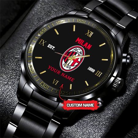 Milano Serie A Black Fashion Watch Custom Your Name For Fan