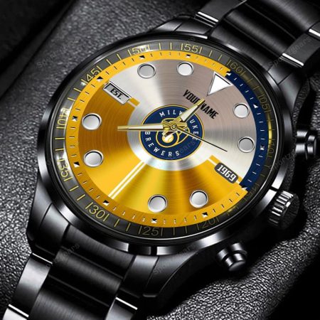Milwaukee Brewers MLB Personalized New Black Hand Watch Gift For Fans