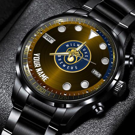 Milwaukee Brewers MLB Personalized New Black Hand Watch Gift For Fans
